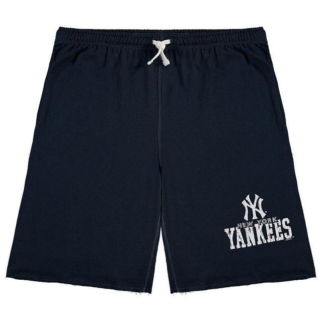 Mens New York Yankees Big & Tall French Terry Shorts Blue Product Image