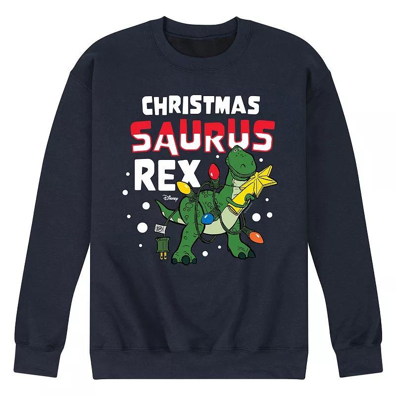 Disney / Pixars Toy Story Rex Mens Christmas Saurus Rex Fleece Sweatshirt Blue Product Image