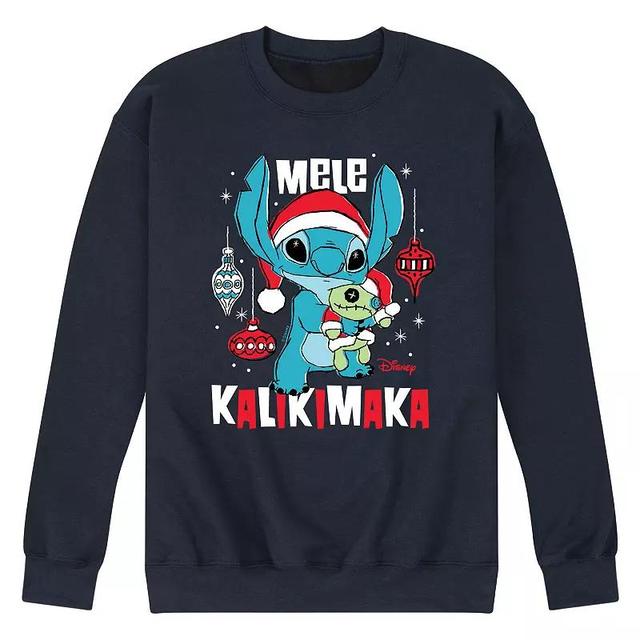 Disneys Lilo & Stitch Mele Kalikmaka Tee, Mens Blue Product Image