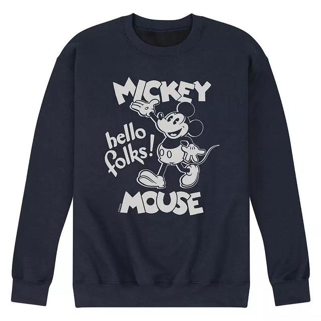 Disneys Mickey Mouse Mens Hello Folks Fleece Sweatshirt Product Image