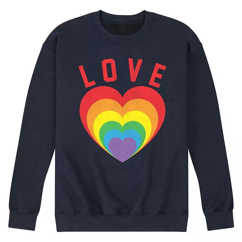 Mens Love Hearts Fleece Sweatshirt Grey Product Image