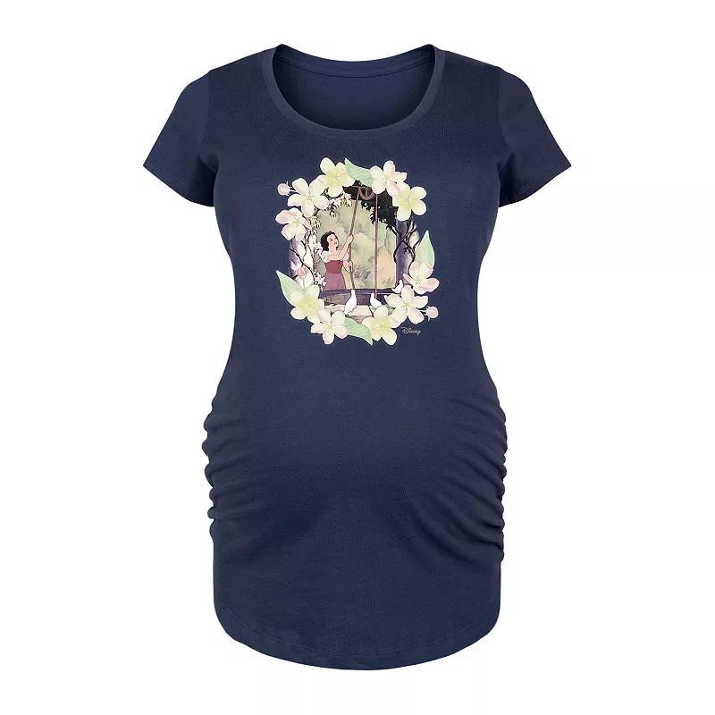 Disney Princess Snow White Maternity Flowers Graphic Tee, Womens Blue Product Image