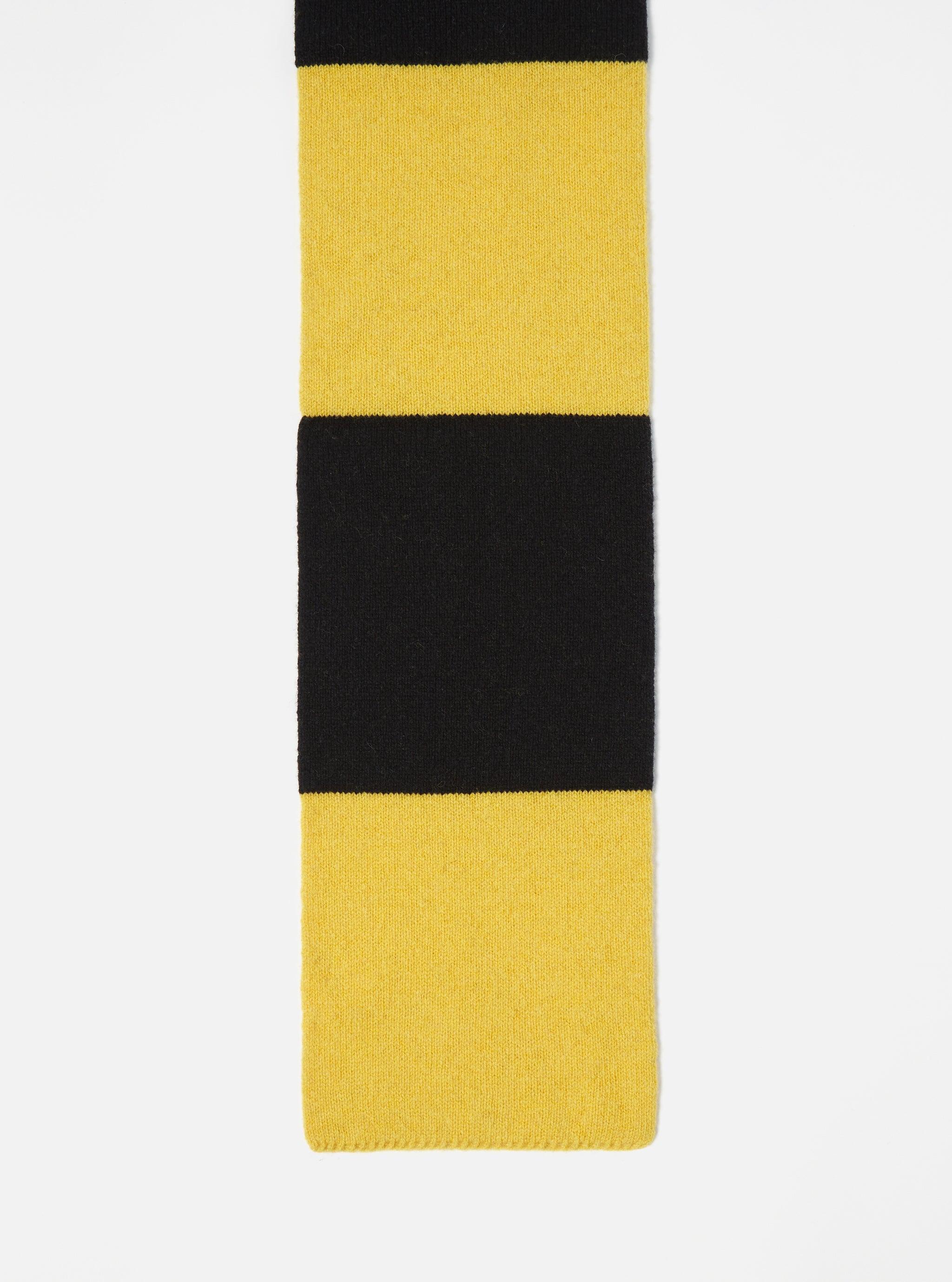 Universal Works Deluxe Football Scarf in Black/Yellow Soft Wool Product Image