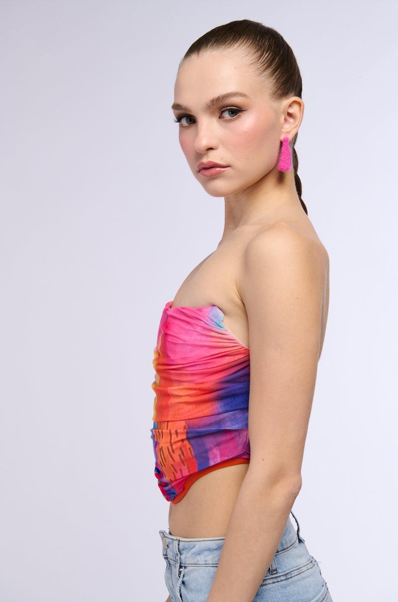 SUNSET DREAMING RUCHED CORSET TOP Product Image