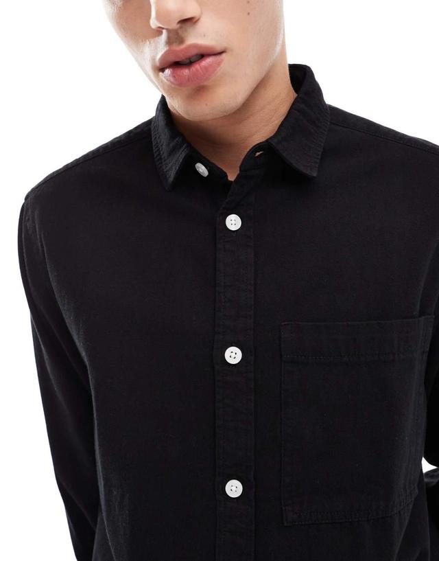 ASOS DESIGN denim overshirt in black Product Image