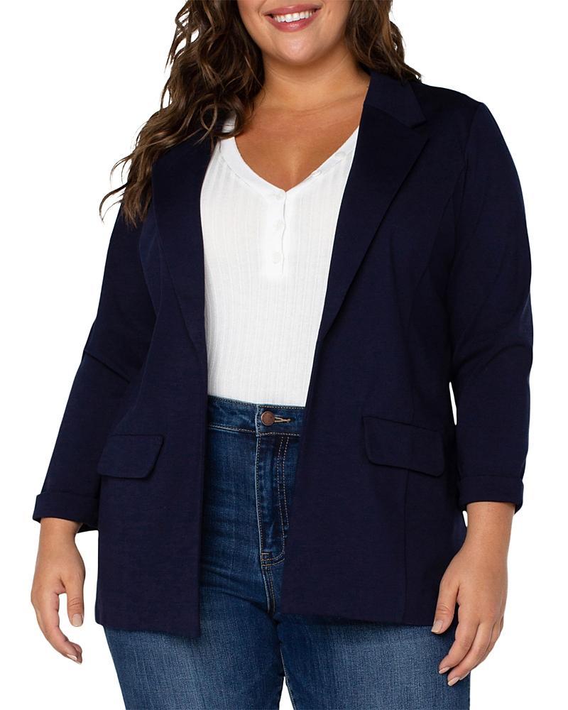 Liverpool Los Angeles Plus Size Stretch Ponte Notch Lapel 34 Sleeve Boyfriend Blazer Product Image