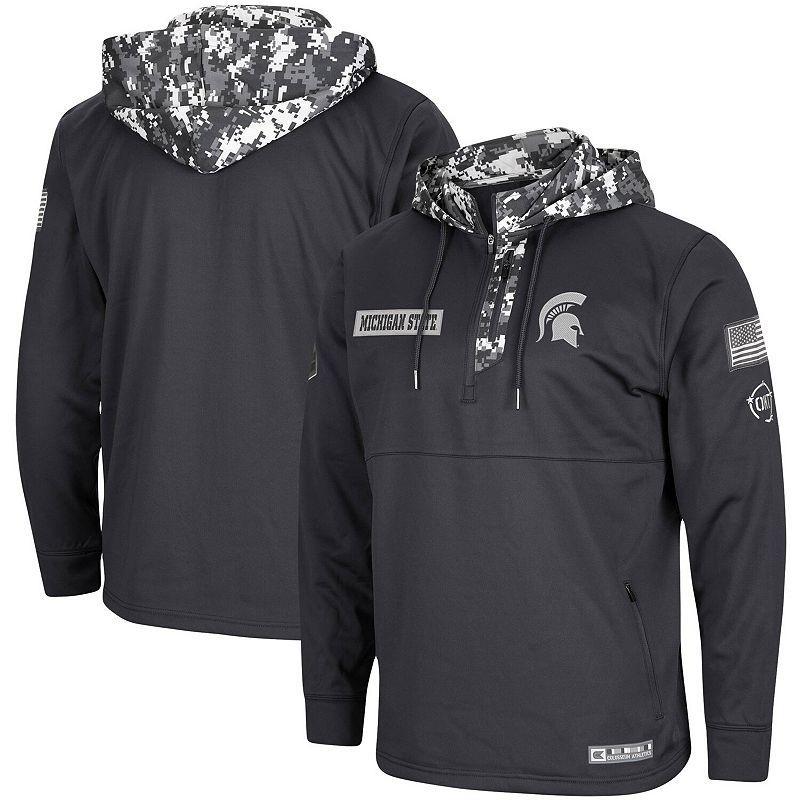 Mens Colosseum Charcoal Nebraska Huskers OHT Military Appreciation Digi Camo Quarter-Zip Hoodie Product Image