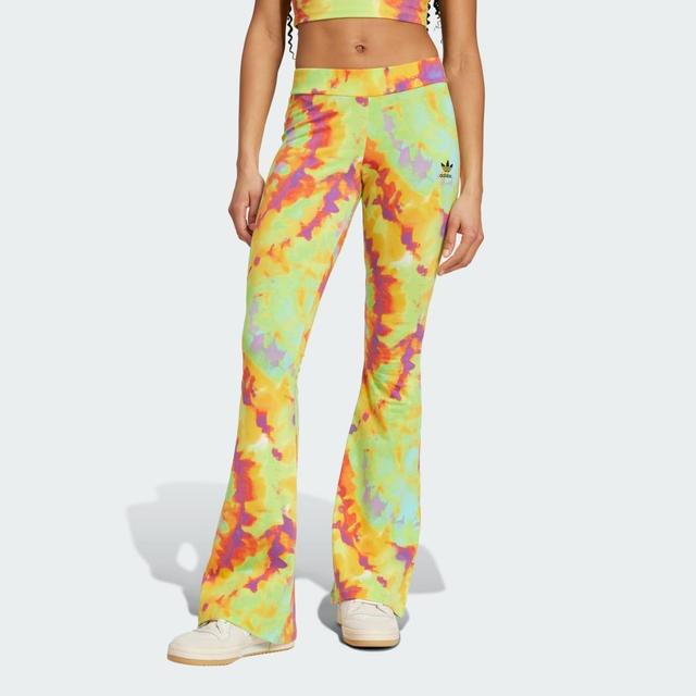 adidas Tie-Dyed Flared Pants Yellow XL Womens Product Image