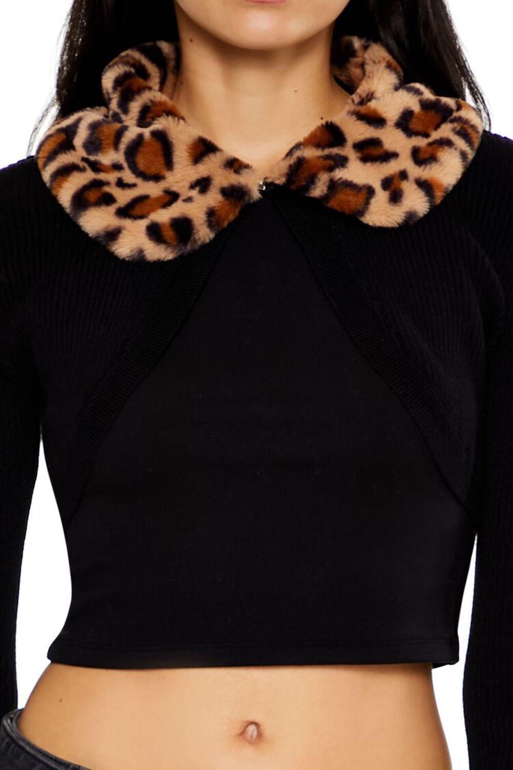 Leopard Faux Fur Cardigan Sweater | Forever 21 Product Image