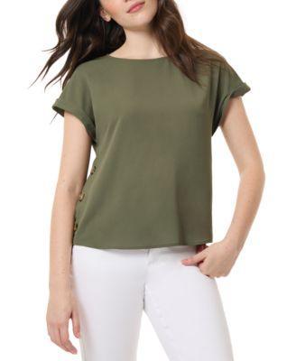 Petite Short-Sleeve Side-Button Top Product Image