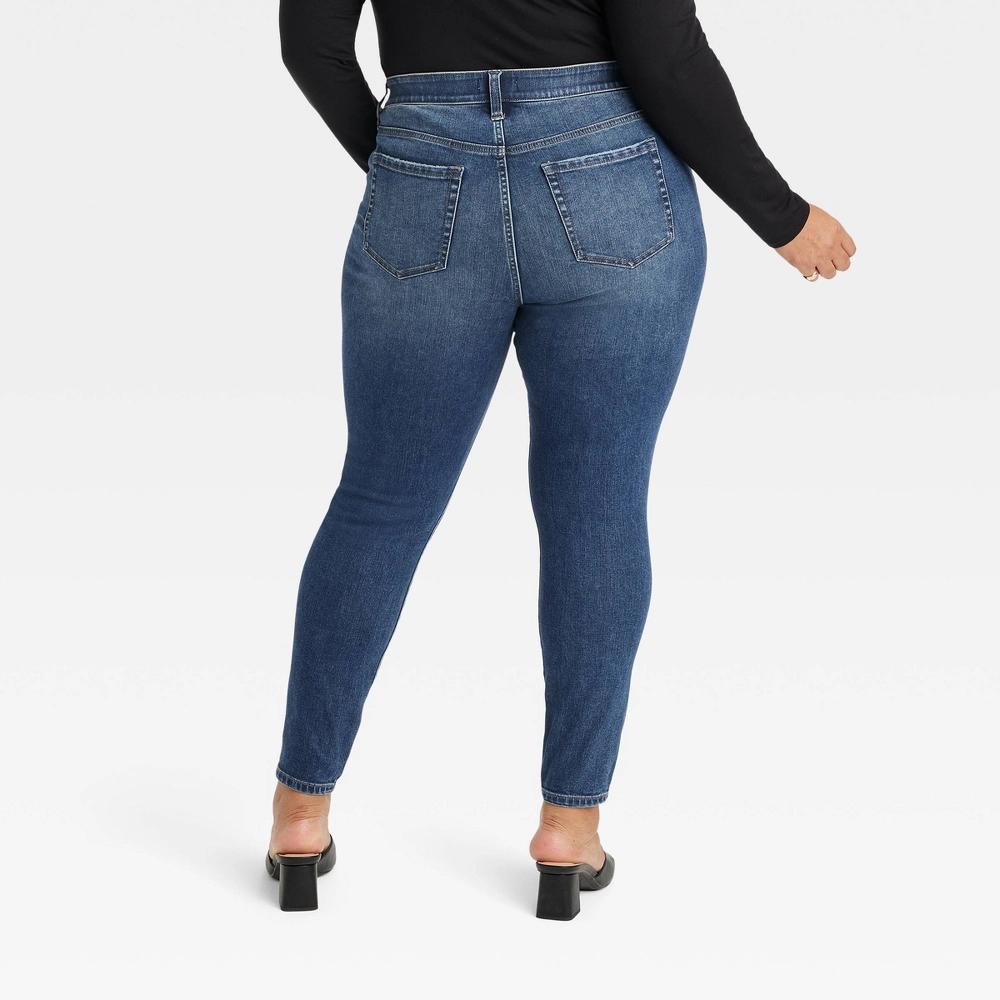 Women's Mid-Rise Skinny Jeans - Ava & Viv™ Dark Blue Denim 22 Product Image