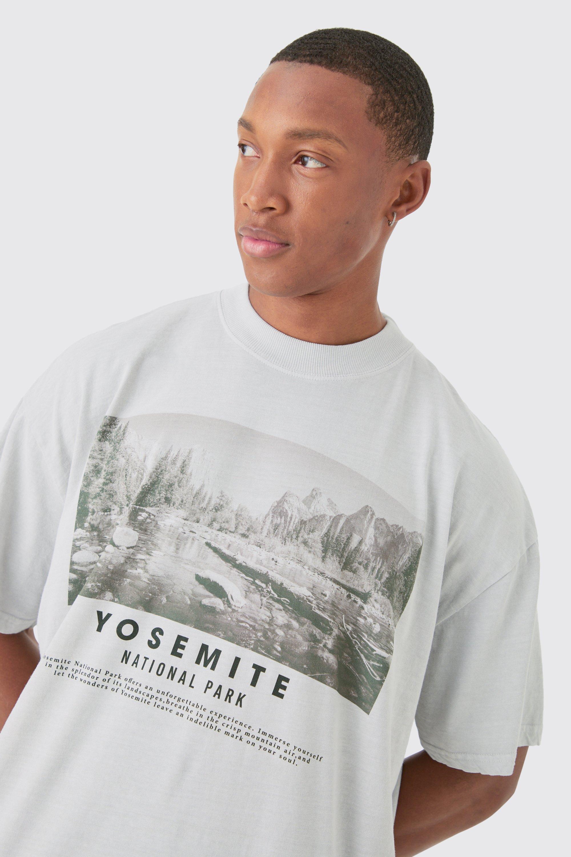 Oversized Wash Yosemite Landscape T-shirt | boohooMAN USA Product Image