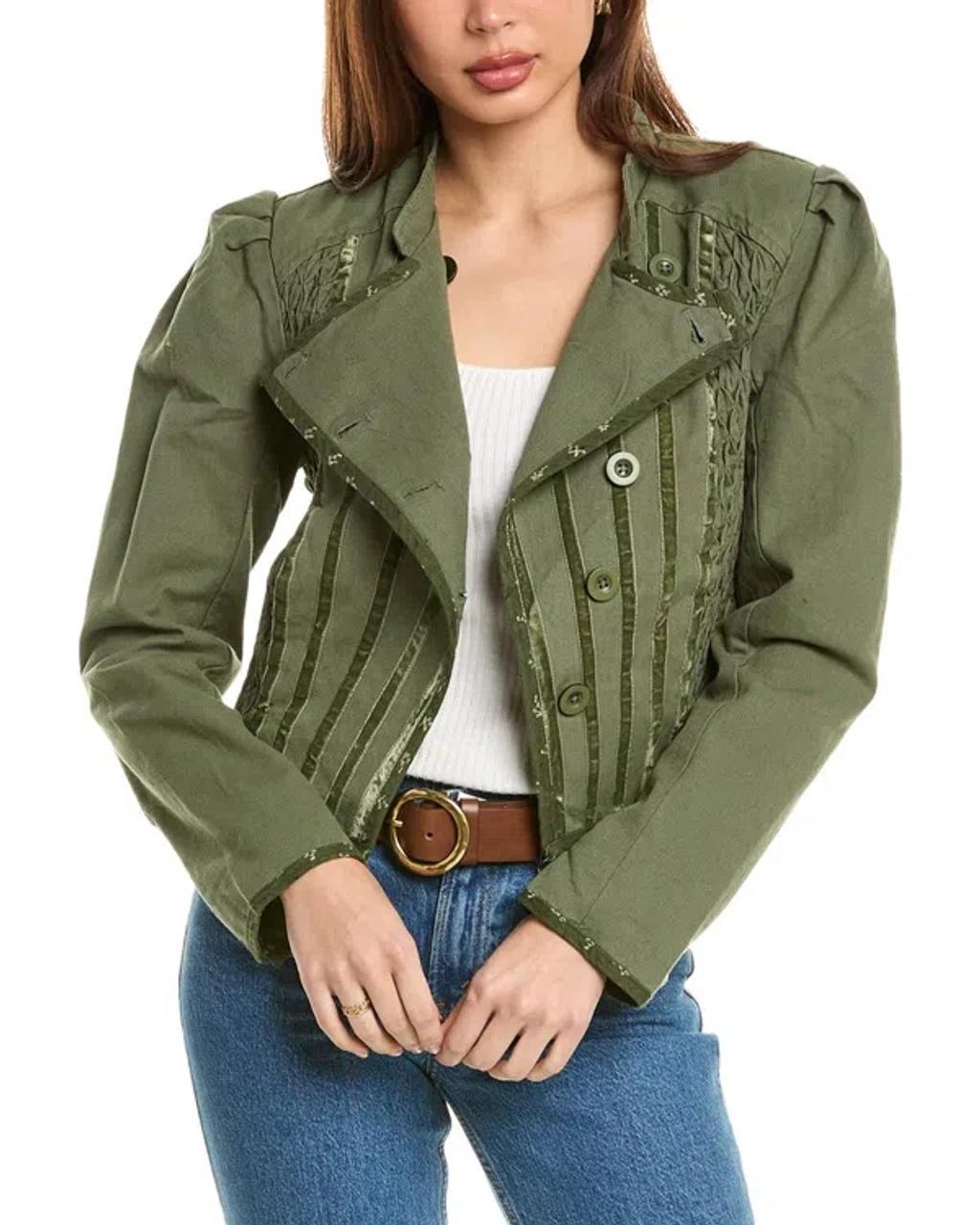 FREE PEOPLE Bali Simone Linen-blend Jacket In Green product image