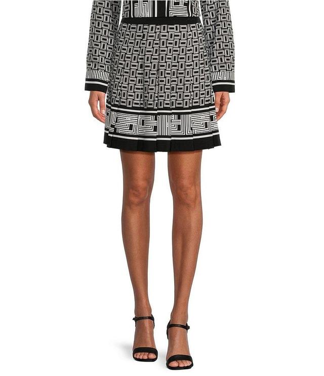 KARL LAGERFELD PARIS Geometric Printed Pleated A-Line Skirt Product Image