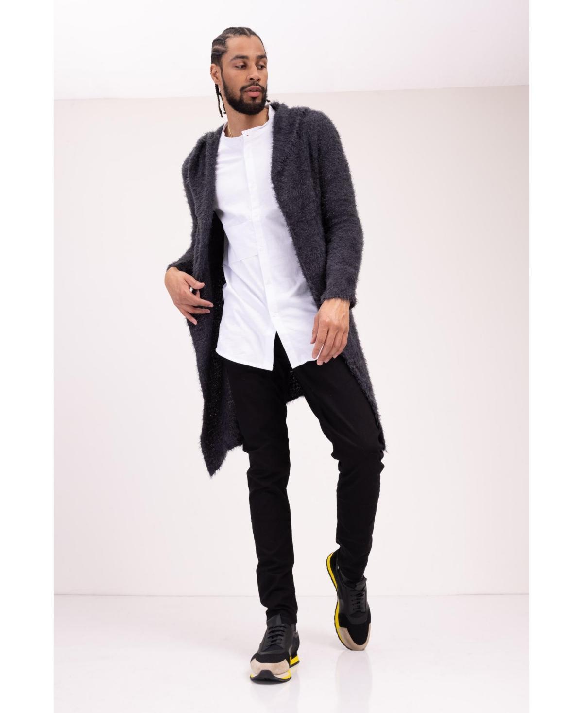 Ron Tomson Mens Modern Fuzzy Long Cardigan Sweater Product Image