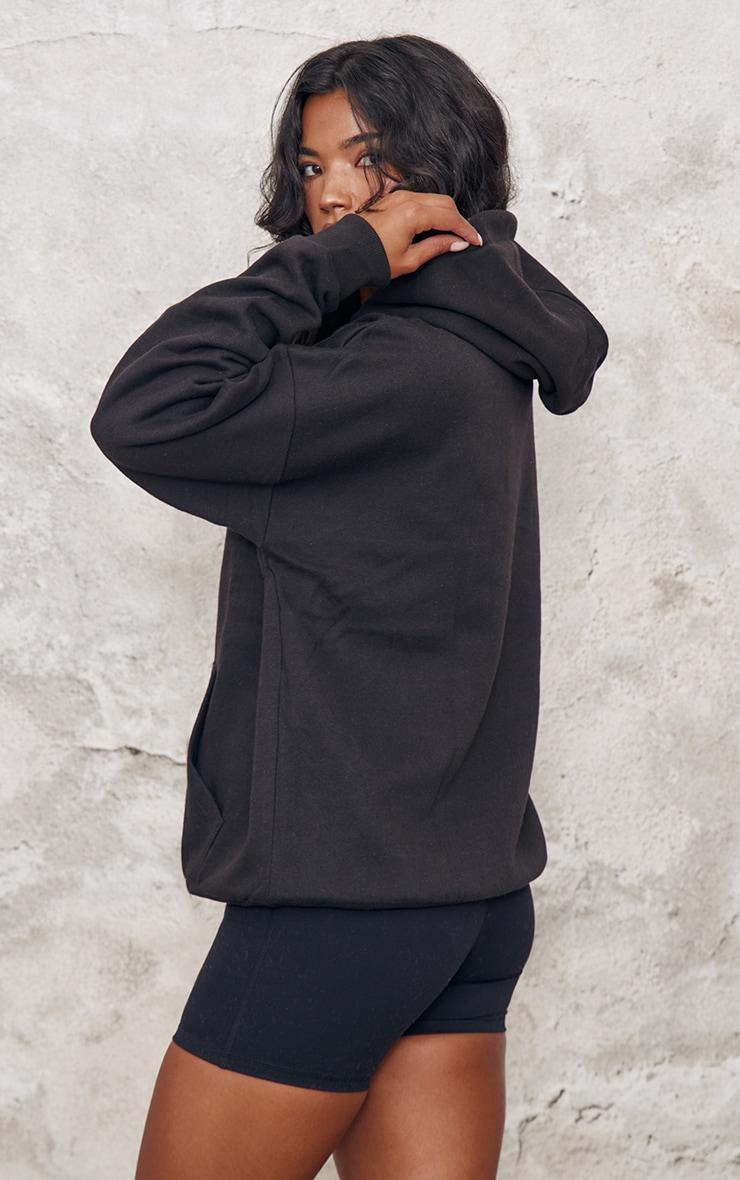 Black Italic Embroidered Oversized Hoodie Product Image