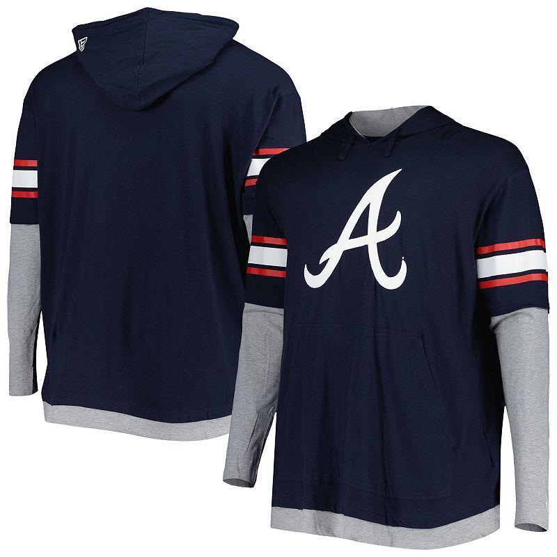 Mens New Era Atlanta Braves Big & Tall Twofer Pullover Hoodie Blue Product Image