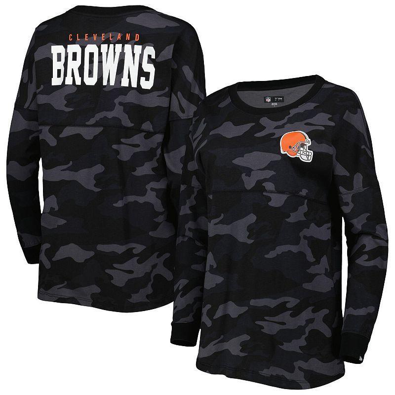 Womens New Era Black Cleveland Browns Camo Long Sleeve T-Shirt Product Image