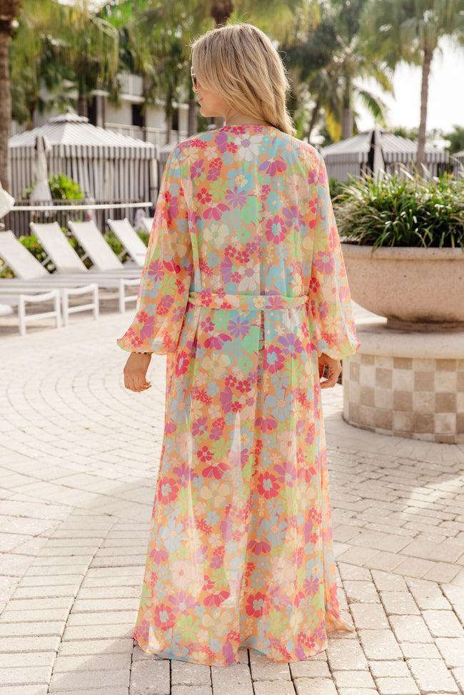 Eyes On Paradise in Fiji Floral Multi Floral Belted Kimono Cover Up Product Image