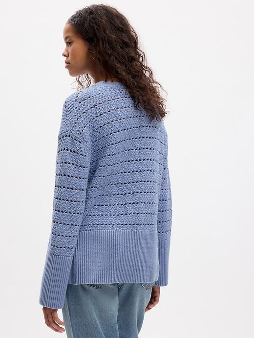 24/7 Split-Hem Crochet Sweater Product Image