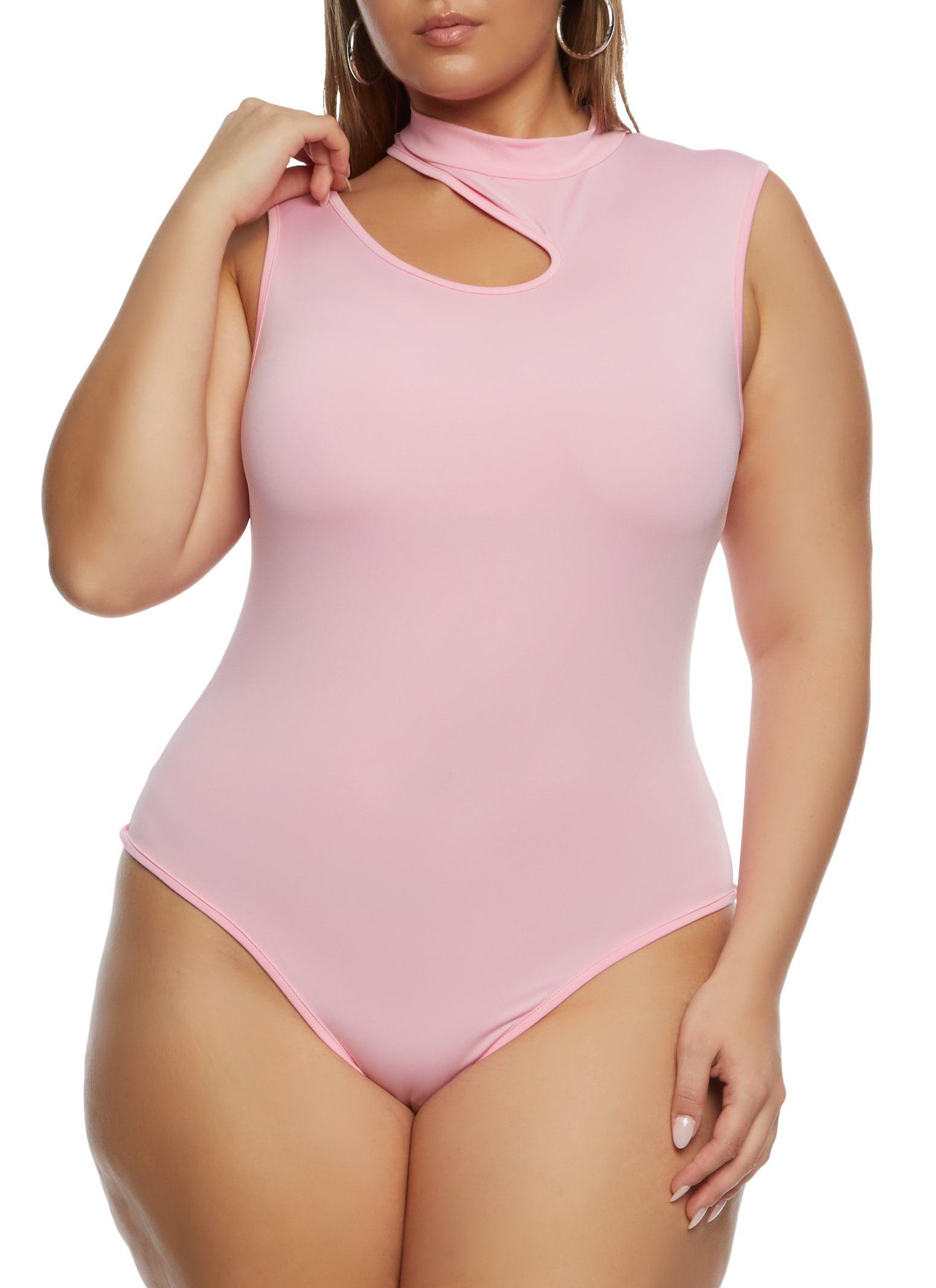 Womens Plus Size Daisy Mock Neck Cut Out Tank Bodysuit Product Image