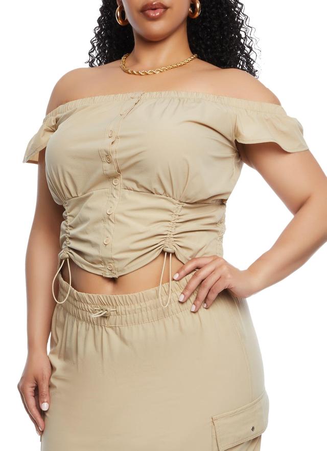 Womens Plus Size Off the Shoulder Button Front Top Product Image