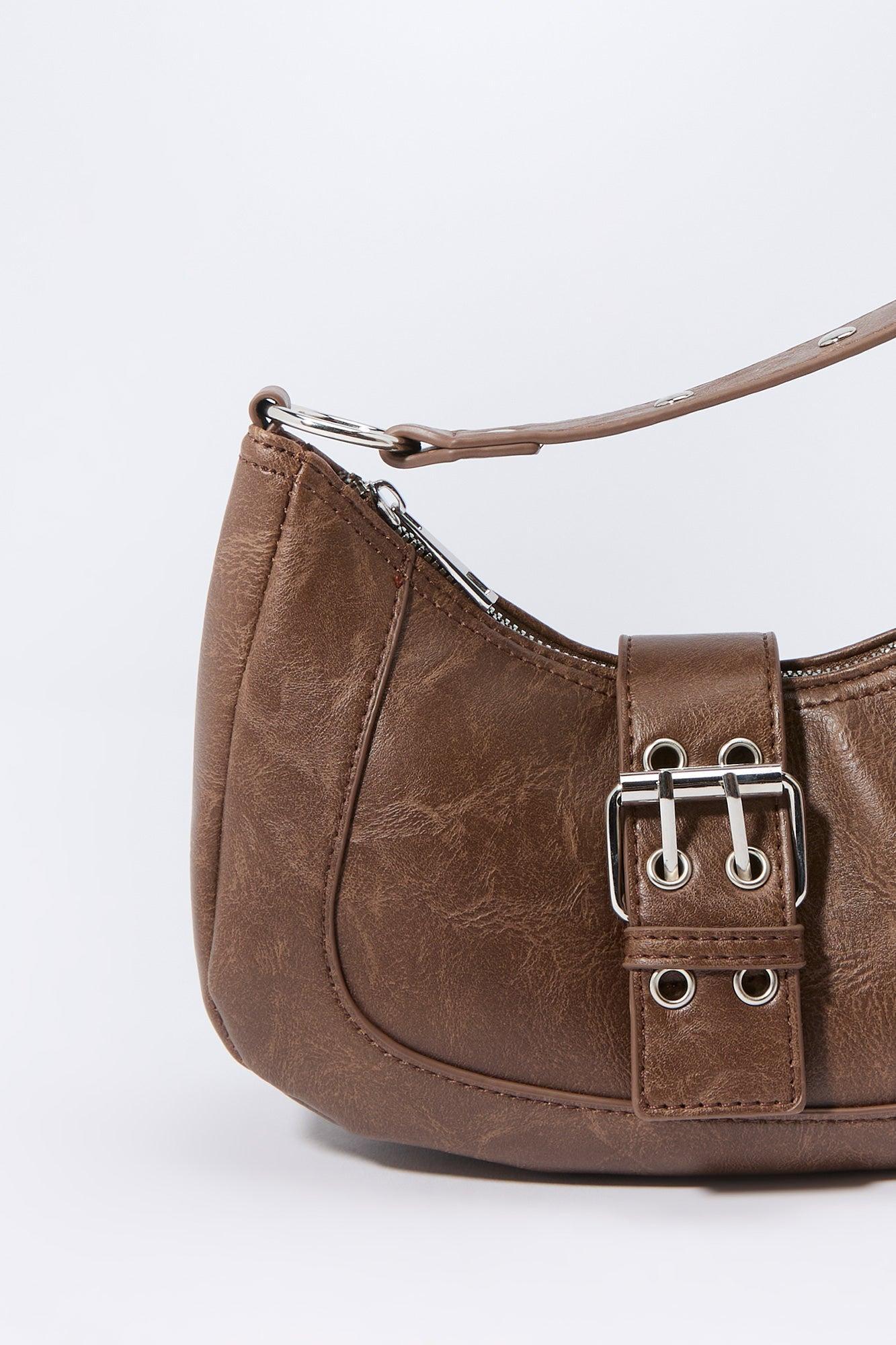 Faux Leather Belted Shoulder Purse Female Product Image