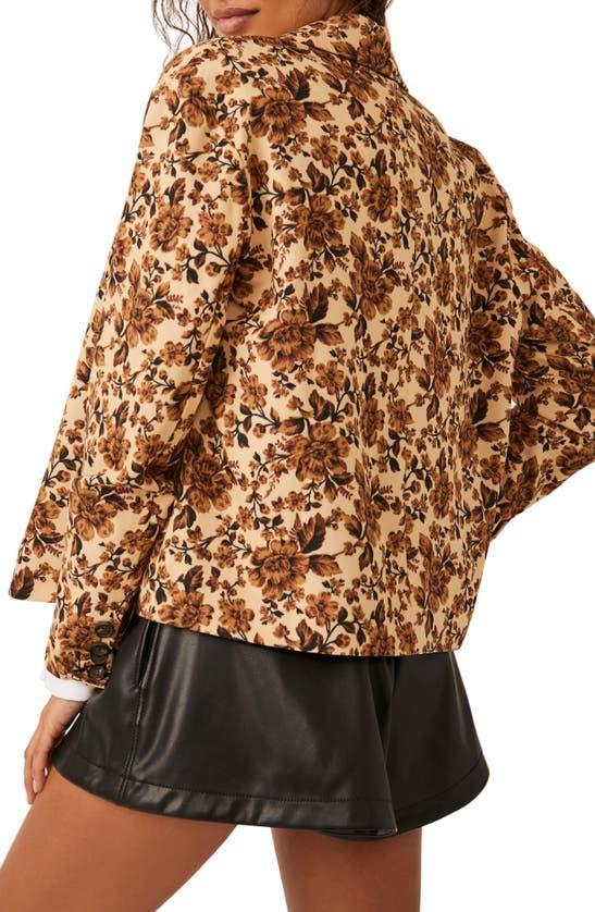 Cali Floral Print Boxy Single Breasted Blazer In Brown Product Image