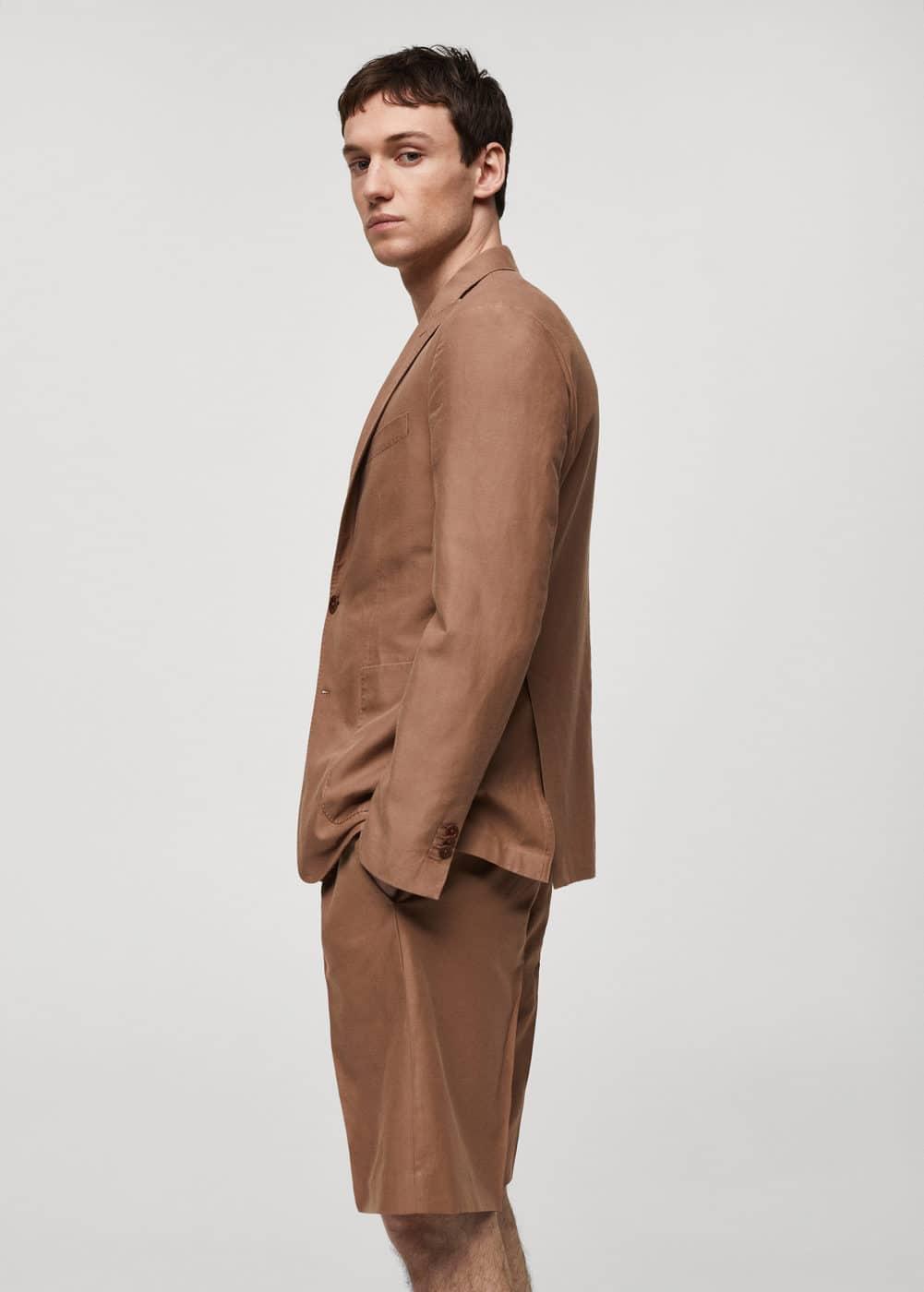 MANGO MAN - Slim fit linen and cotton suit jacket burnt orangeMen Product Image