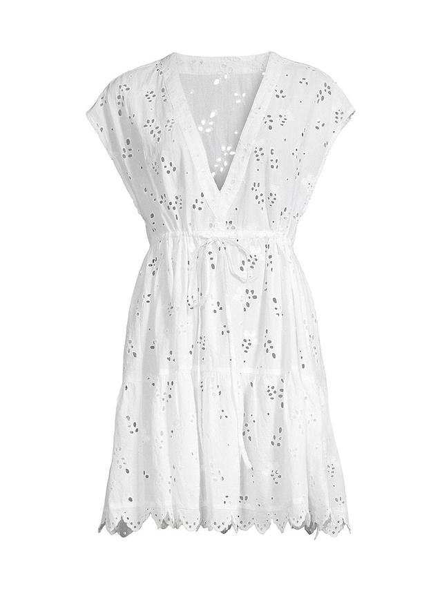 Robin Piccone Daisy Flounce Cotton Eyelet Cover-Up Dress Product Image