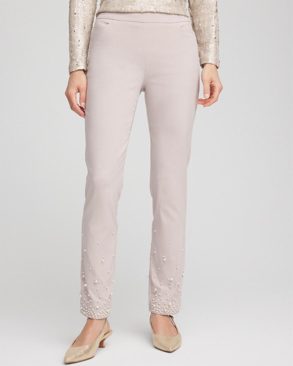 Petite Brigitte Faux Pearl Slim Ankle Pants Product Image