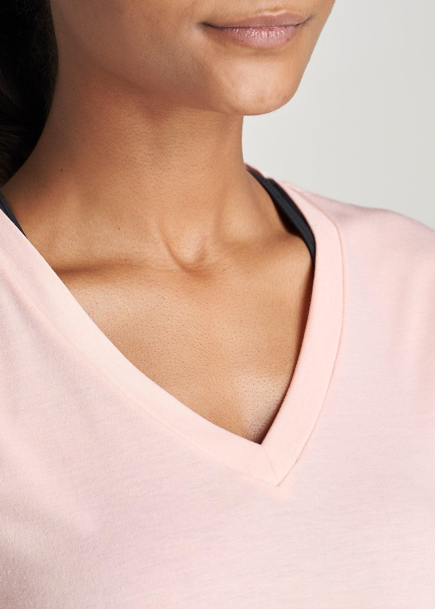 Short Sleeve V-Neck in Sweet Pink - Shirts for Tall Women Female Product Image