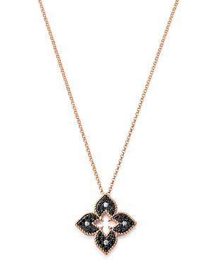 Womens Venetian Princess 18K Rose Gold, Black & White Diamond Petite Pendant Necklace Product Image