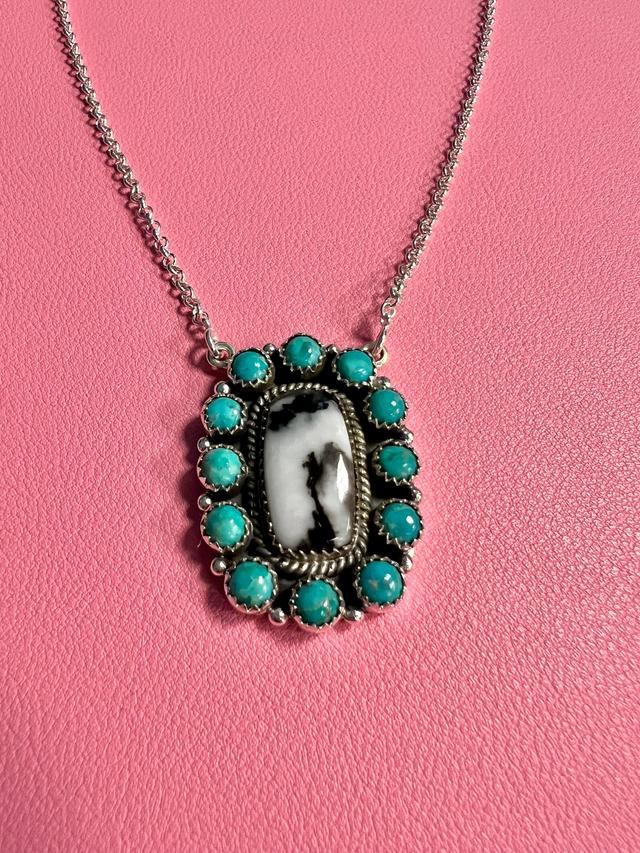 Turquoise Zebra Navajo Handcrafted Sterling Necklace Product Image