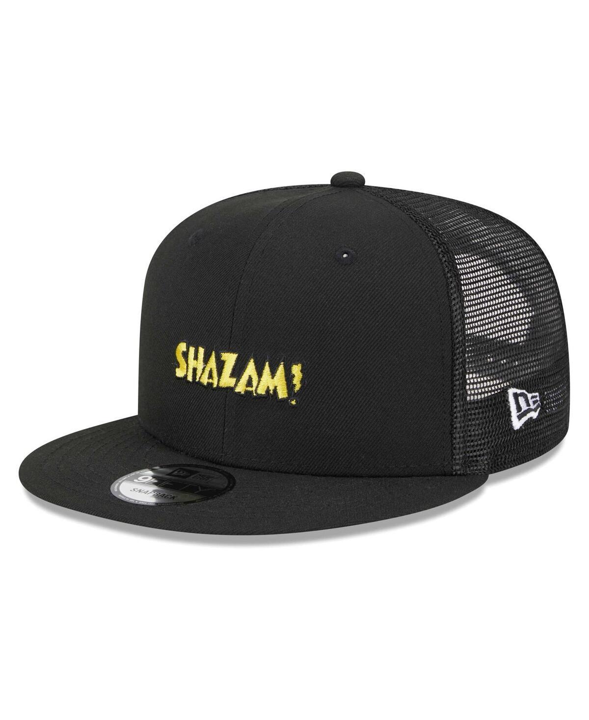 Mens New Era Black Shazam!  Trucker 9FIFTY Snapback Hat Product Image