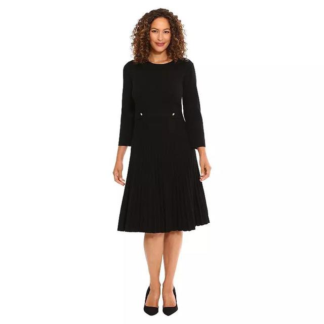 Womens London Times Jewel Neck Pleated Fit & Flare Dress Product Image