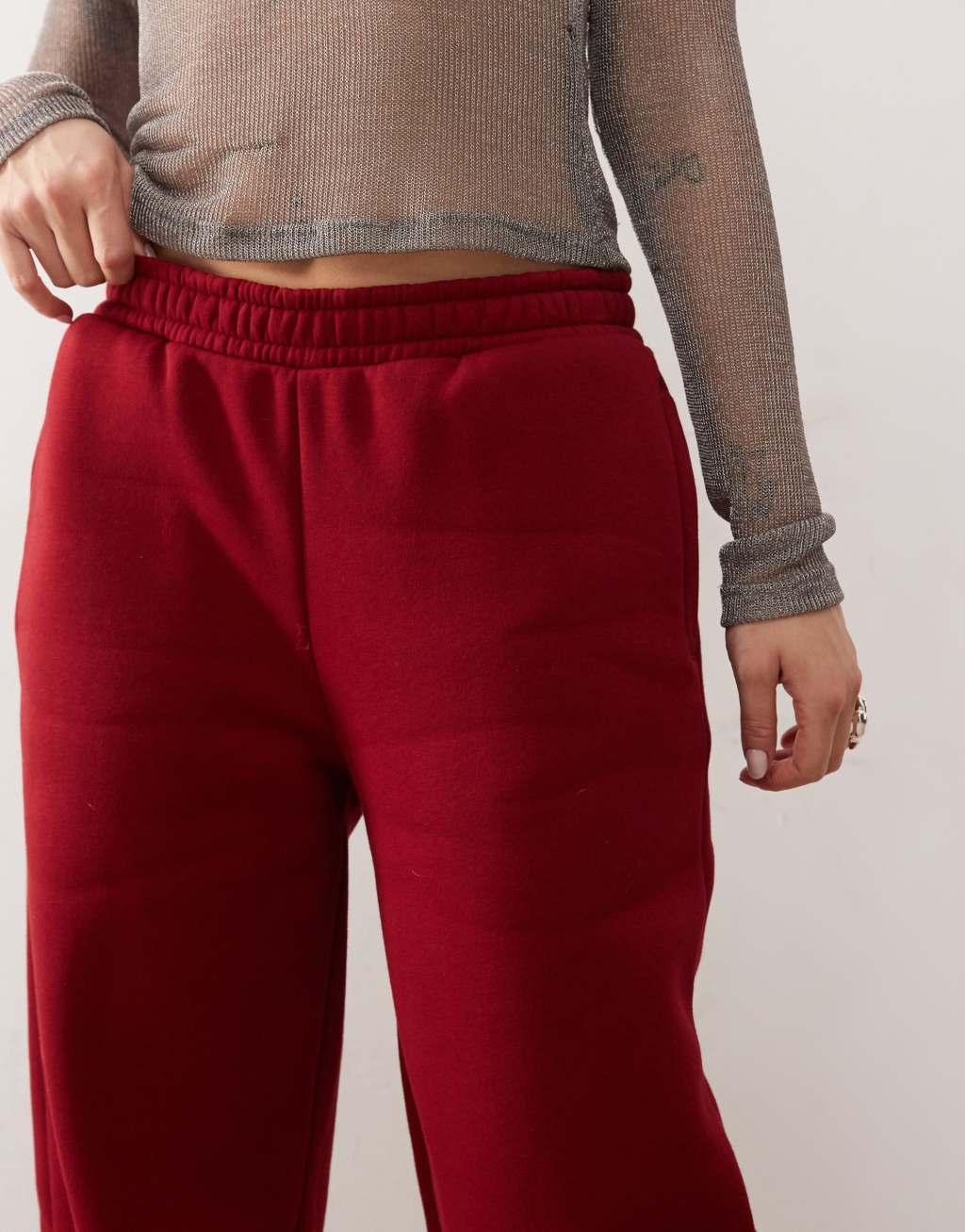 Reclaimed Vintage oversized sweatpants in burgundy Product Image