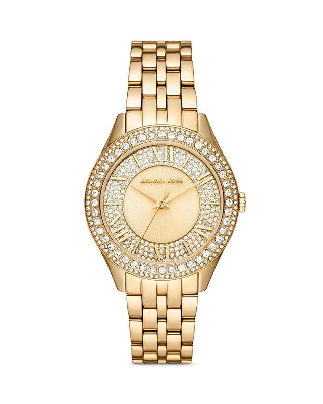 Michael Kors Womens Harlowe Three-Hand Gold-Tone Stainless Steel Bracelet Watch, 38mm Product Image