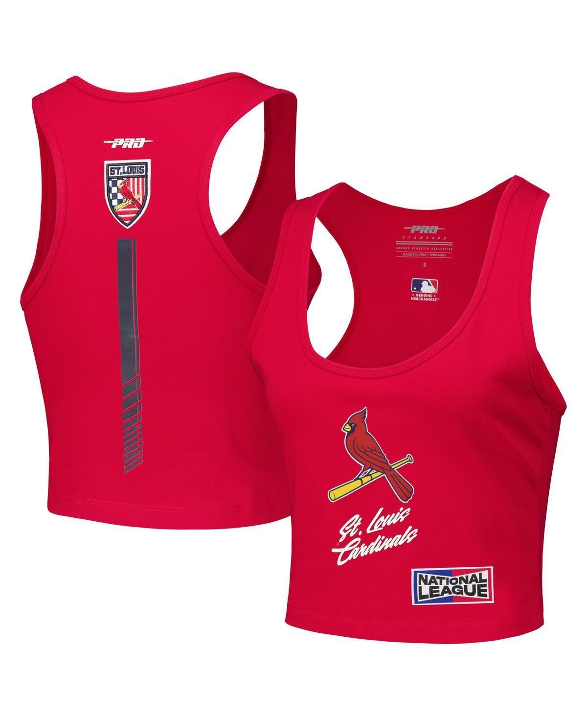 Pro Standard Womens Red St. Louis Cardinals Fast Lane Fitted Tri-Blend Cropped Tank Top Product Image