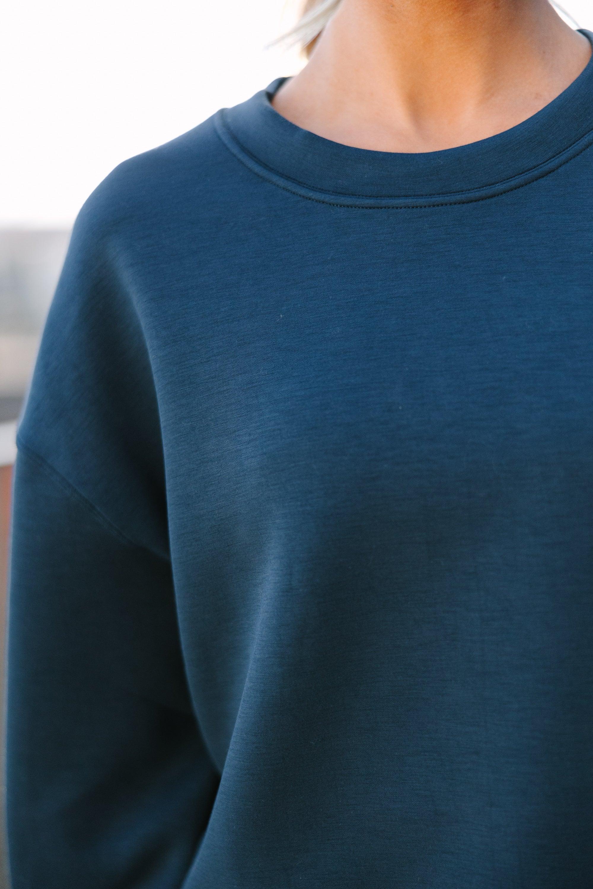 On The Move Teal Blue Cropped Pullover Female Product Image