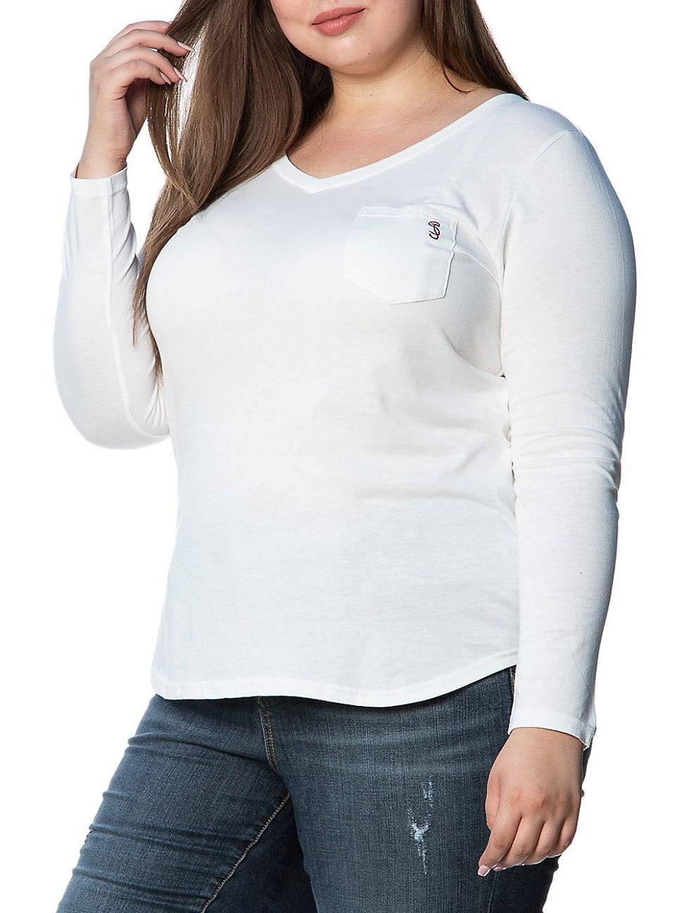 SLINK Jeans V-Neck Long Sleeve Pocket T-Shirt Product Image