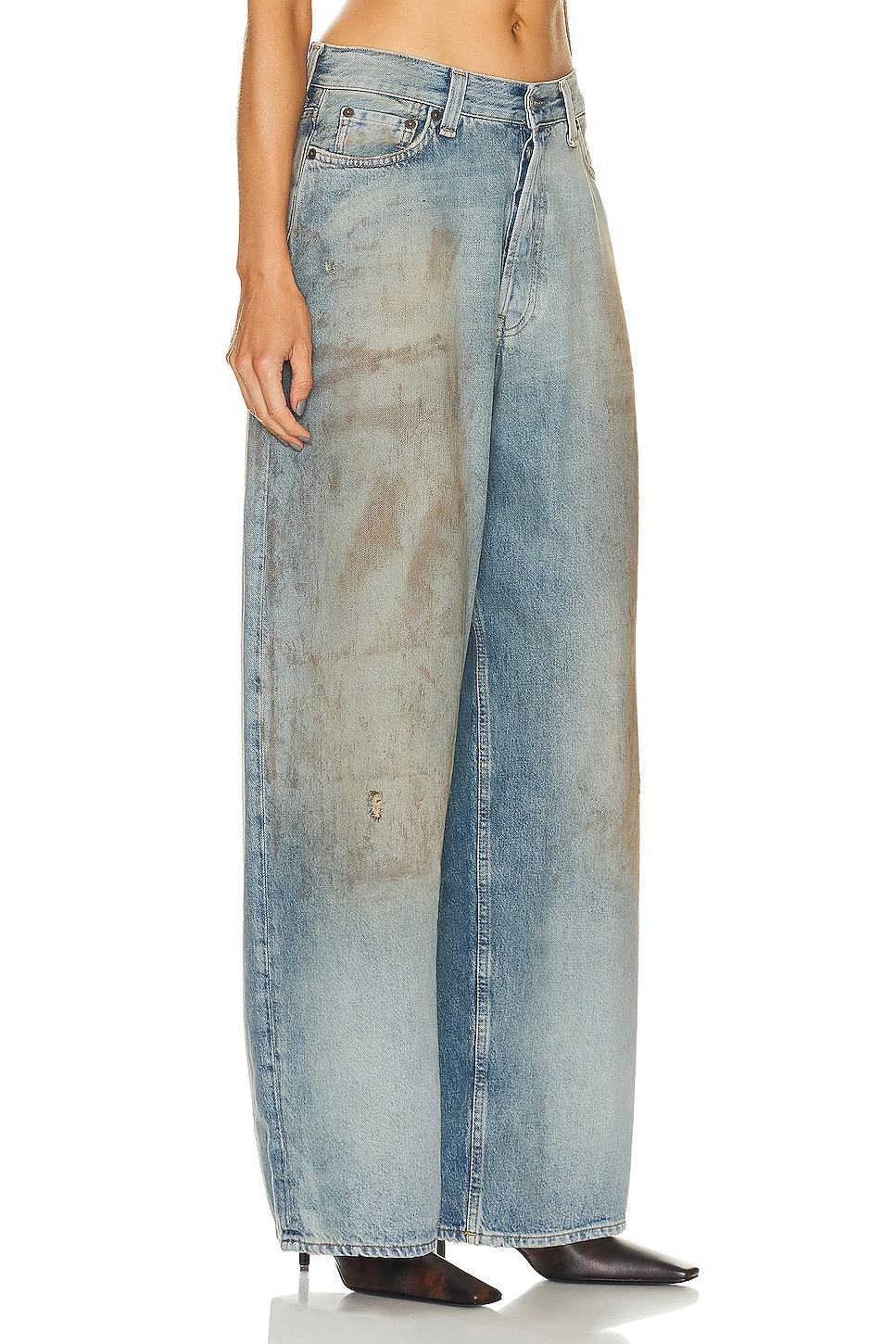 Acne Studios Dirty Look Wide Leg Pant in Mid Blue - Blue. Size 42 (also in 34, 36, 38). Product Image