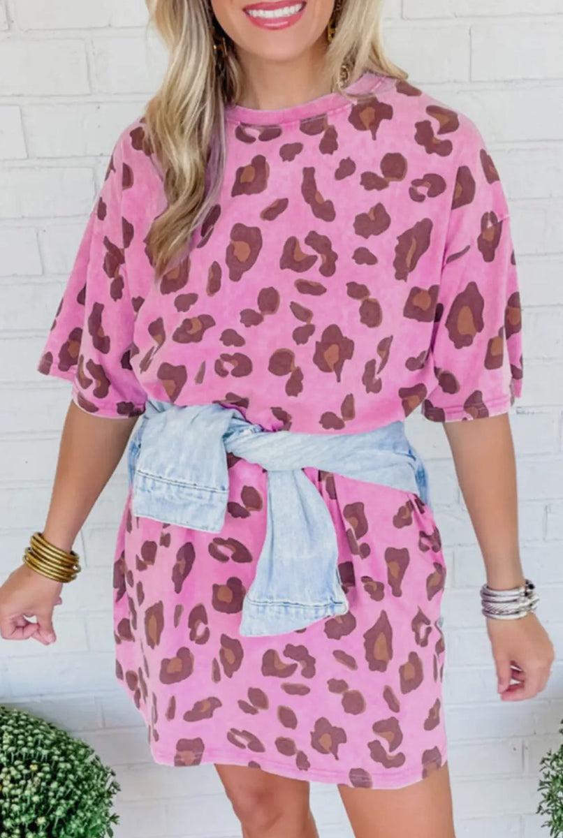 Leopard Dress- Pink Product Image