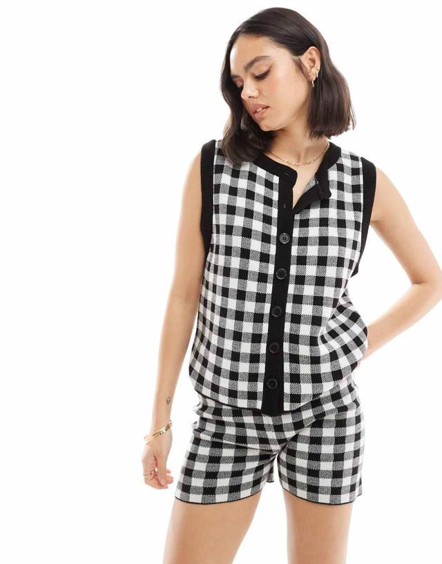 ASOS DESIGN oversized gingham vest in black - part of a set Product Image