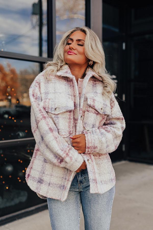 Seasonal Snuggles Plaid Sherpa Jacket in Ivory Product Image