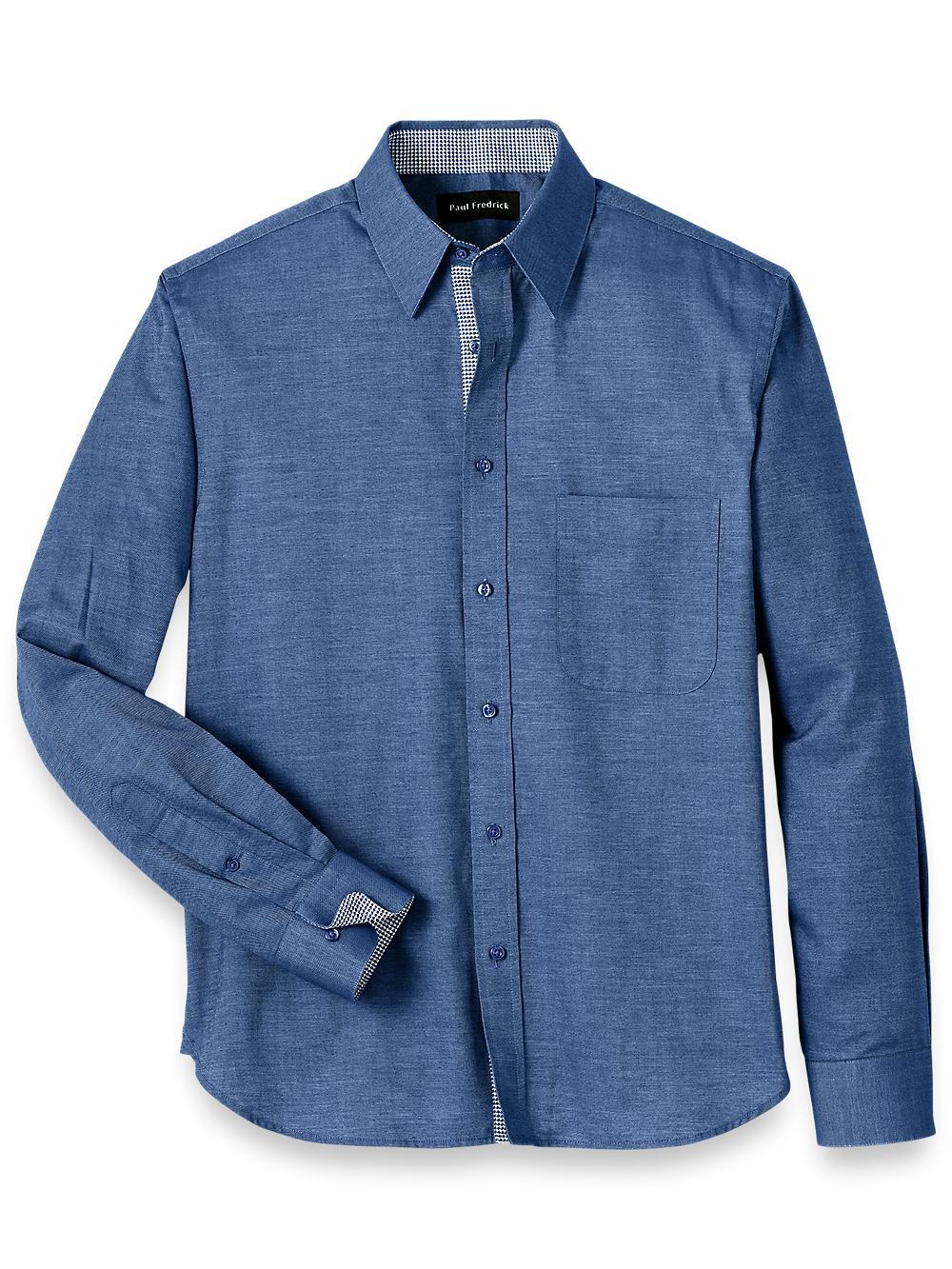 Cotton Solid Casual Shirt - Blue Product Image