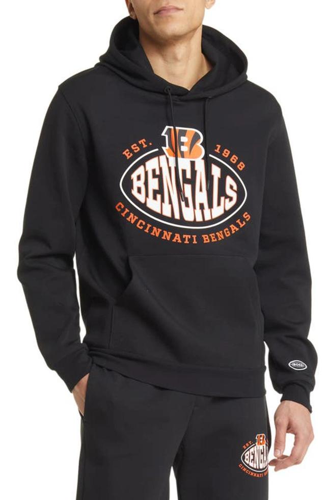 Boss X Nfl Cotton-blend Hoodie With Collaborative Branding In Bengals Charcoal Product Image