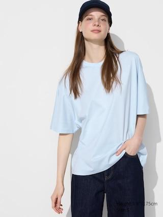 Womens Cotton Relaxed T-Shirt Half Sleeve Light Blue 2XS UNIQLO US Product Image