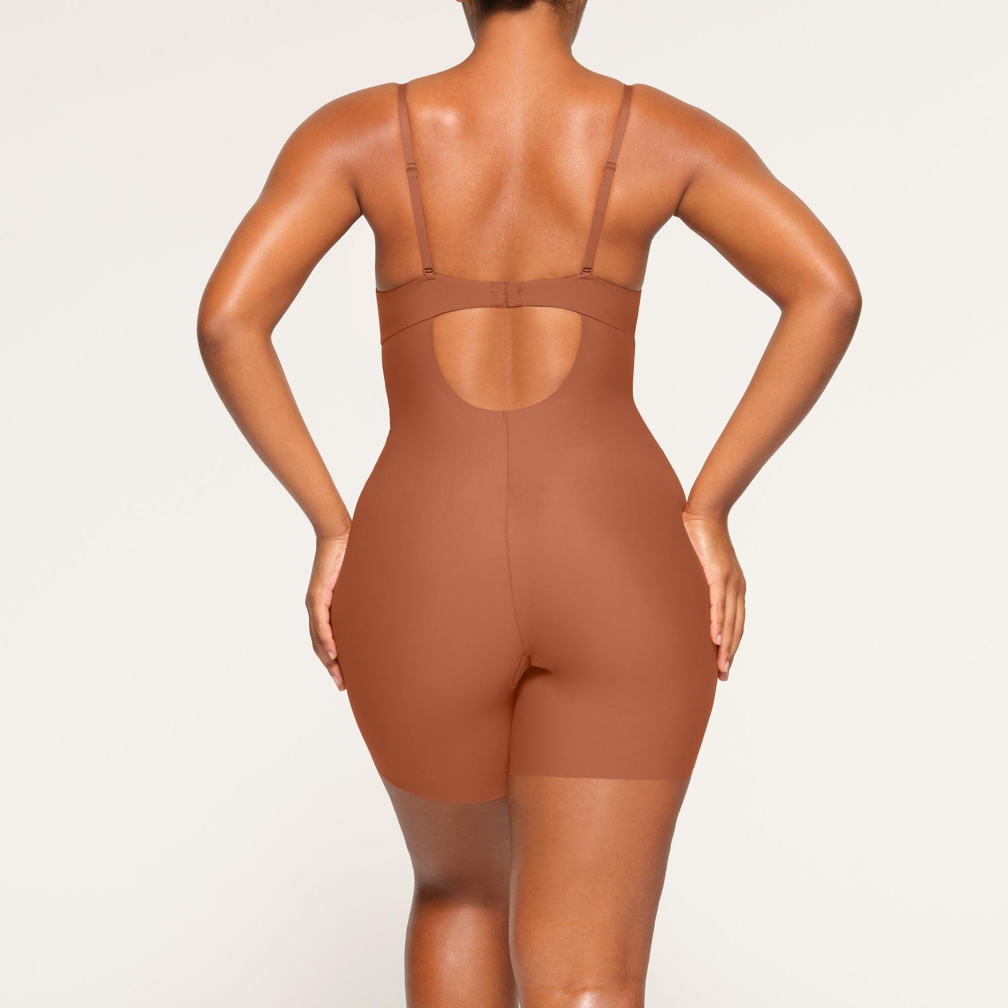 DEEP PLUNGE SHAPEWEAR MID THIGH BODYSUIT | BRONZE Product Image