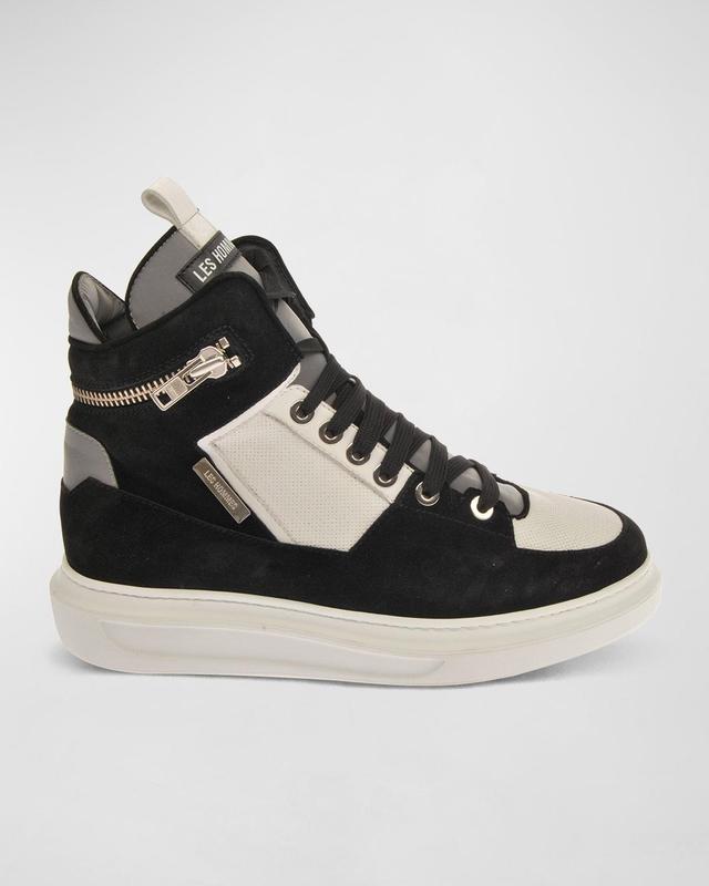 Les Hommes Men's Zip Mix-Media High-Top Sneakers - Size: 45 EU (12D US) - BLACK Product Image